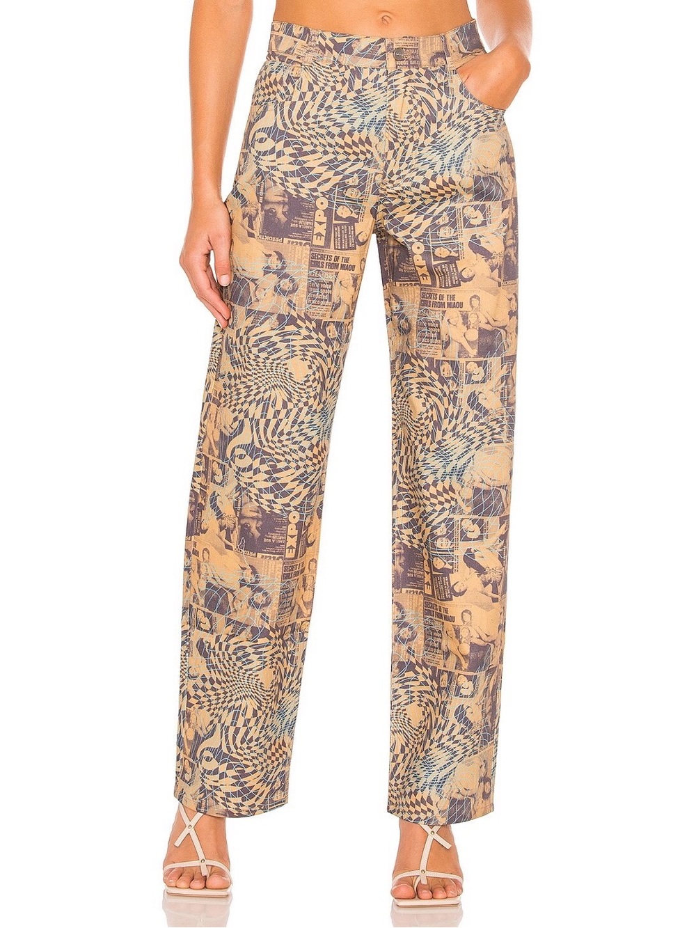 Miaou Fargo High Rise Straight Leg Trouser Pants in Wanted